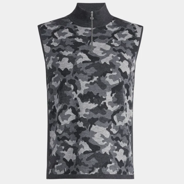 G/FORE Camo Jacquard Merino Wool Quarter Zip Sweater Vest- Sweaters