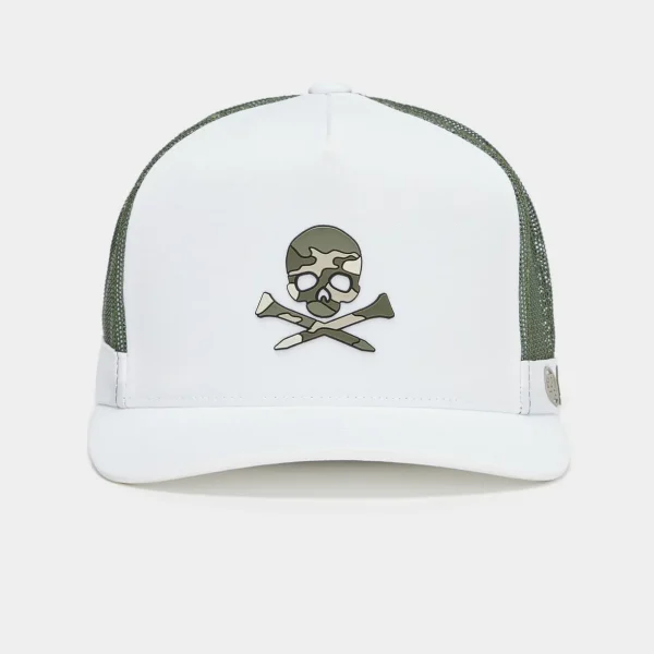 G/FORE Camo Skull & Tees Interlock Knit Tall Trucker Hat- Hats