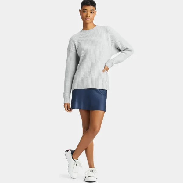 G/FORE Cashmere Side Zip Ribbed Crewneck Sweater- Sweaters