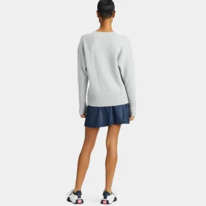 G/FORE Cashmere Side Zip Ribbed Crewneck Sweater- Sweaters