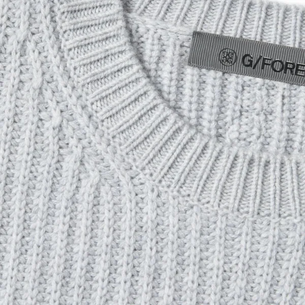 G/FORE Cashmere Side Zip Ribbed Crewneck Sweater- Sweaters