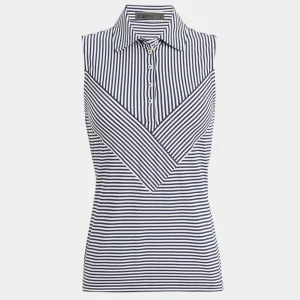 G/FORE Chevron Feeder Stripe Tech Pique Sleeveless Polo- Polos