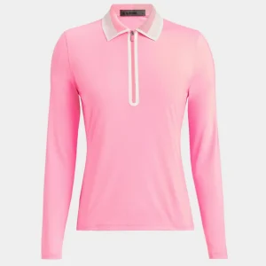 G/FORE Colour Block Collar Silky Tech Nylon Long Sleeve Zip Polo- Polos