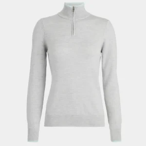 G/FORE Contrast Tipped Merino Wool Quarter Zip Sweater- Sweaters