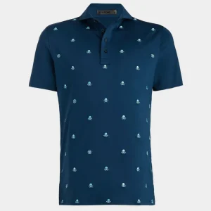 G/FORE Embroidered Skull & Tees Tech Jersey Modern Spread Collar Polo- Polos & Shirts