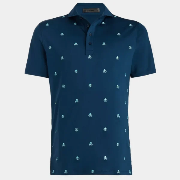 G/FORE Embroidered Skull & Tees Tech Jersey Modern Spread Collar Polo- Polos & Shirts