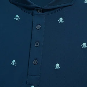 G/FORE Embroidered Skull & Tees Tech Jersey Modern Spread Collar Polo- Polos & Shirts