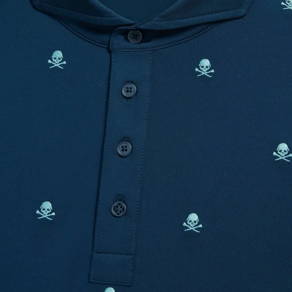 G/FORE Embroidered Skull & Tees Tech Jersey Modern Spread Collar Polo- Polos & Shirts