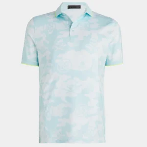 G/FORE Exploded Camo Tech Jersey Modern Spread Collar Banded Sleeve Polo- Polos & Shirts