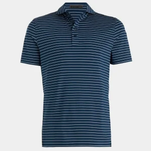 G/FORE Feeder Stripe Tech Jersey Modern Spread Collar Polo- Polos & Shirts