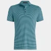 G/FORE Feeder Stripe Tech Pique Modern Spread Collar Polo- Polos & Shirts