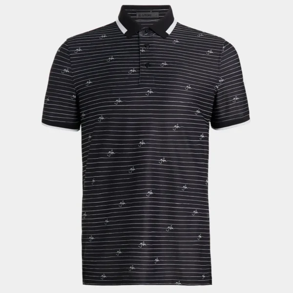 G/FORE Script Stripe Tech Pique Banded Sleeve Polo- Polos & Shirts