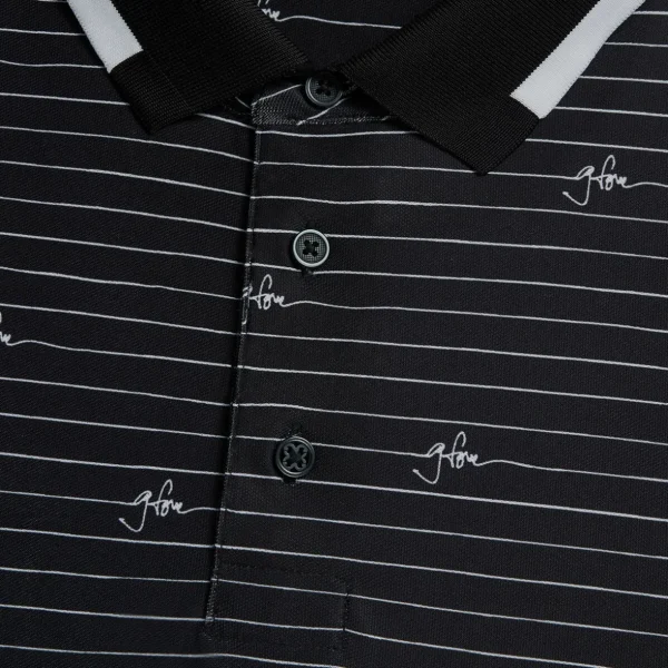 G/FORE Script Stripe Tech Pique Banded Sleeve Polo- Polos & Shirts