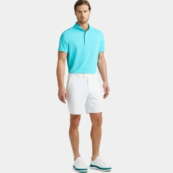 G/FORE Rib Gusset Tech Pique Modern Spread Collar Polo- Polos & Shirts