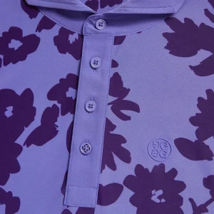 G/FORE Tonal Floral Tech Pique Modern Spread Collar Polo- Polos & Shirts