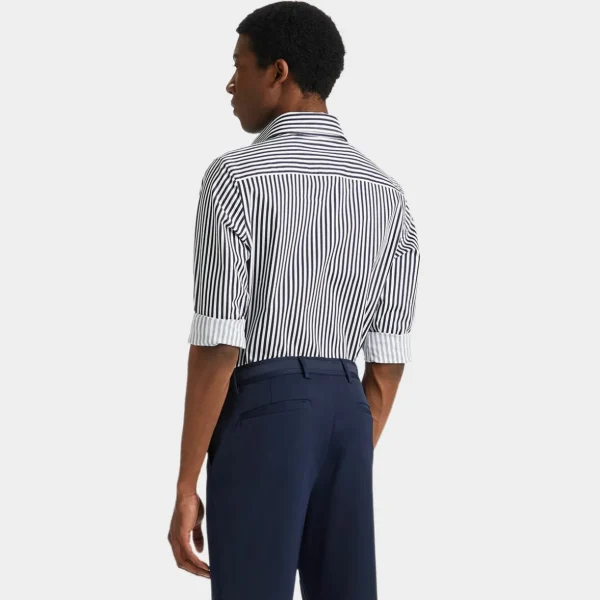 G/FORE Vertical Stripe Stretch Ice Woven Modern Spread Collar Shirt- Polos & Shirts