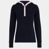 G/FORE Waffle Stitch Merino Wool Hooded Quarter Zip Sweater- Sweaters